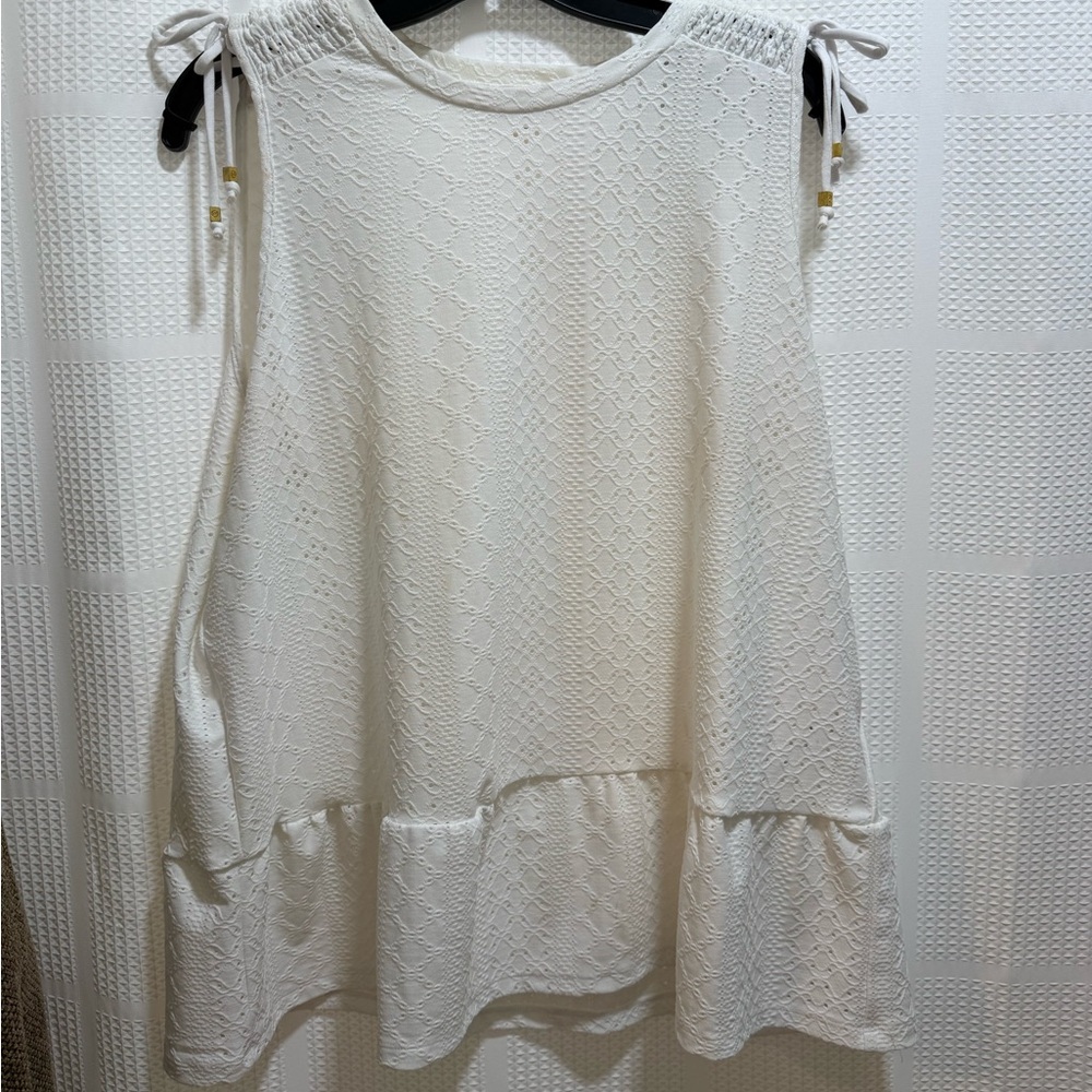 Michael Kors Cream Lace/Eyelet Top XL